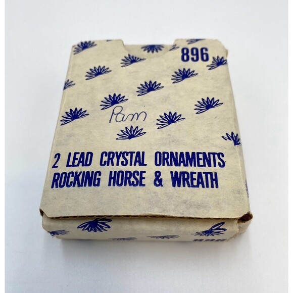 2 Princess House Lead Crystal Christmas Tree Ornament Rocking Horse Wreath #896 - Picture 9 of 9